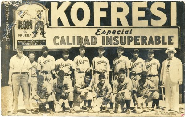 Baseball Memorabilia - 1930s Puerto Rican Real Photo Team Postcard & Original Negatives