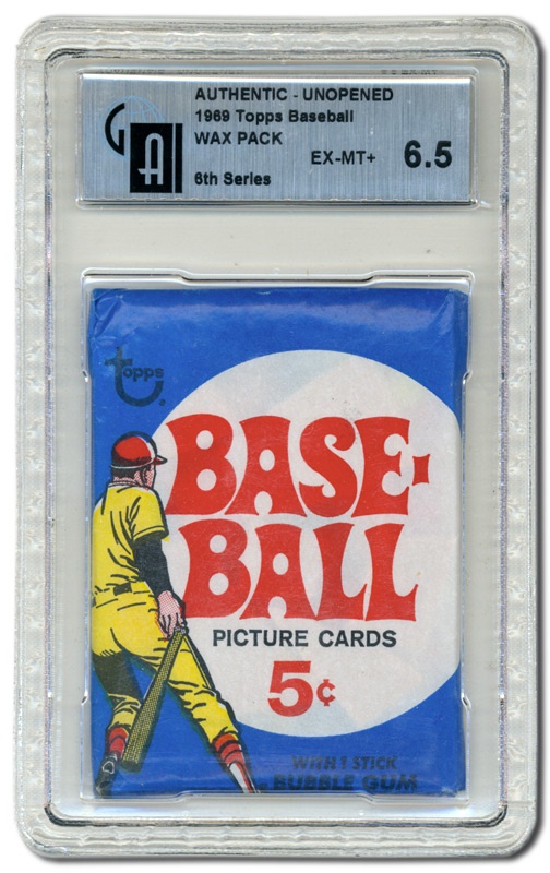 Unopened Cards - 1969 Topps Baseball 6th Series Wax Pack GAI 6.5
