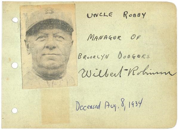 Baseball Autographs - Rare Wilbert Robinson Signed Album Page