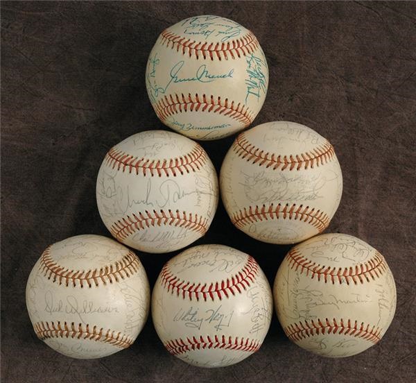 Autographed Baseballs - 1977 Team Signed Baseballs Collection With Yankees (6)