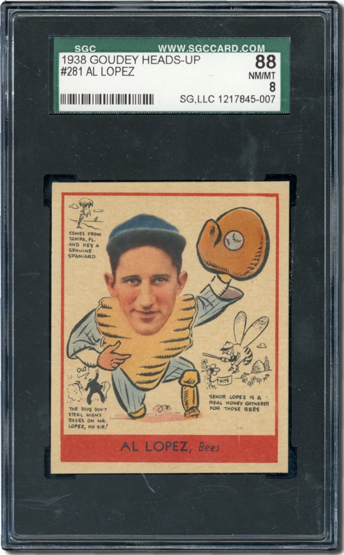 Vintage Baseball Cards - 1938 Goudey Heads-Up #281 Al Lopez HOF SGC 88 NM-MT 8
