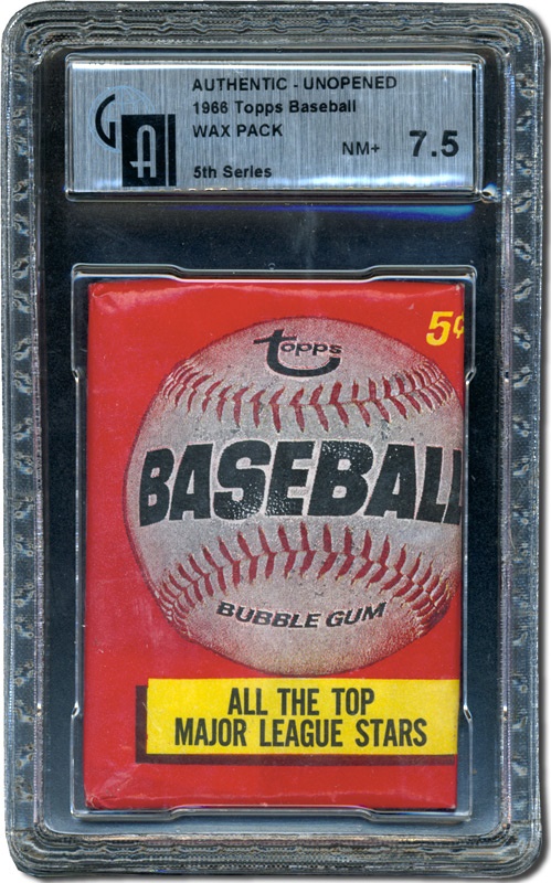 Unopened Cards - 1966 Topps Baseball 5th Series Wax Pack GAI 7.5