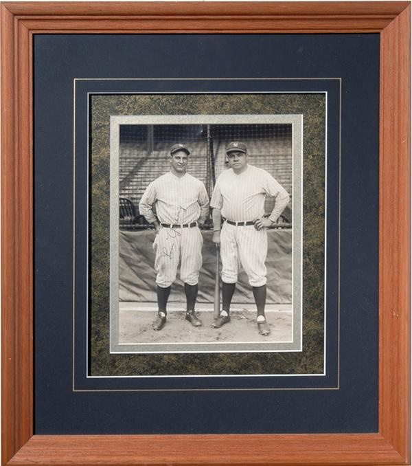 Lou Gehrig - Incredible Lou Gehrig Signed Photo with Babe Ruth
