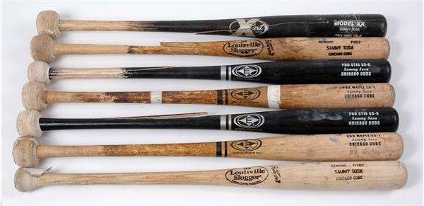 - Collection of Seven Game Used Sammy Sosa Bats (7)