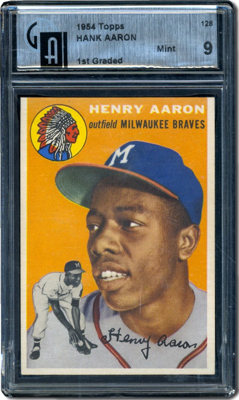 Post War Baseball Cards - 1954 Topps #128 Henry Aaron Rookie GAI 9 Mint