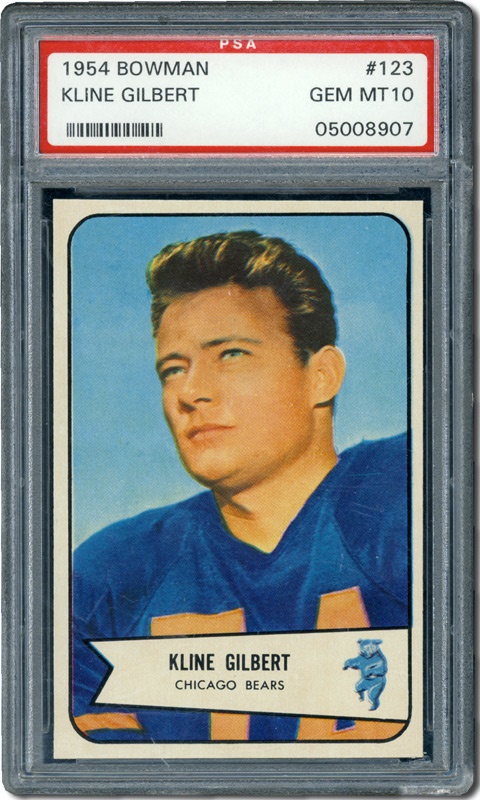 Football Cards - 1954 Bowman Football #123 Kline Gilbert PSA 10 Gem Mint