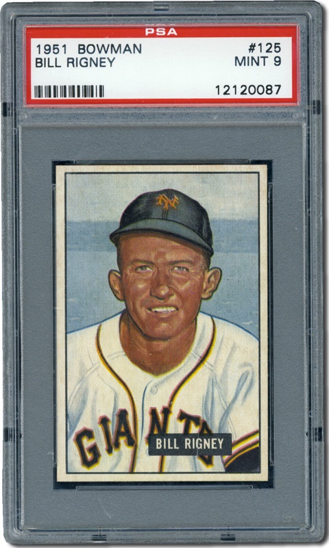 Post War Baseball Cards - 1951 Bowman #125 Bill Rigney PSA 9 Mint