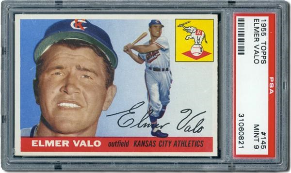 Post War Baseball Cards - 1955 Topps #145 Elmer Valo PSA 9 Mint