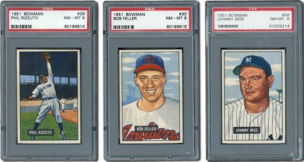 Post War Baseball Cards - 1951 Bowman Baseball PSA 8 Collection (58)