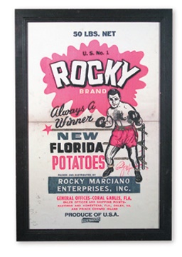 - 1950's Rocky Marciano Potato Sack Art Proof (22x33" framed)
