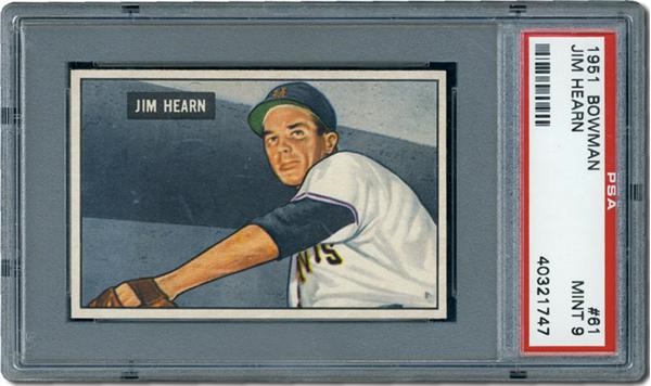 Post War Baseball Cards - 1951 Bowman #61 Jim Hearn PSA 9 Mint