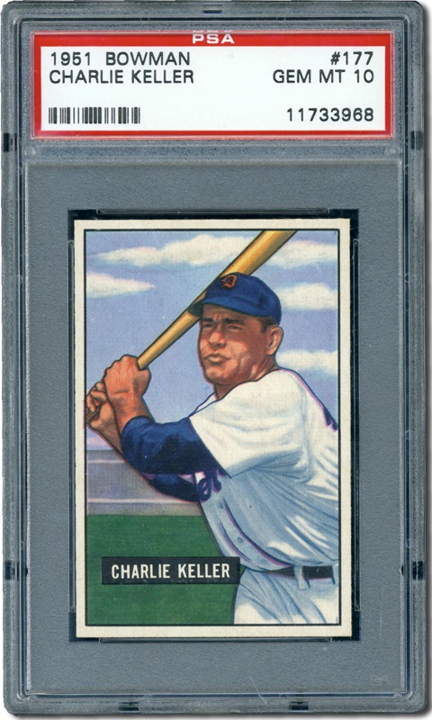 Post War Baseball Cards - 1951 Bowman #177 Charlie Keller PSA 10 Gem Mint