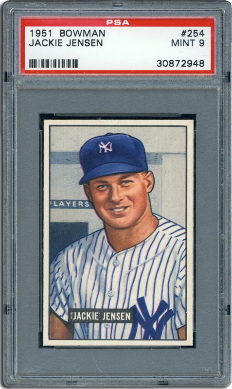 Post War Baseball Cards - 1951 Bowman #254 Jackie Jensen PSA 9 Mint