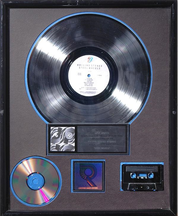 Rolling Stones - Rolling Stones "Steel Wheels" Platinum Record Presented to Mick Jagger