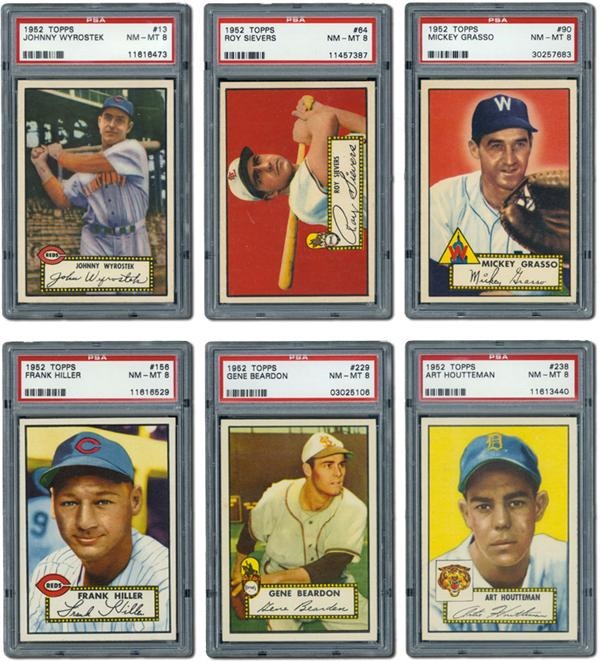 Post War Baseball Cards - Incredible 1952 Topps PSA 8 Well Centered Collection! (54)