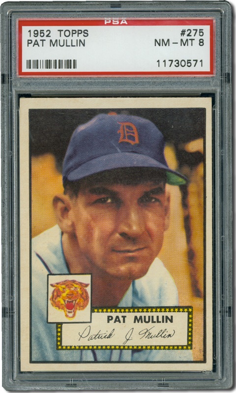 Post War Baseball Cards - 1952 Topps #275 Pat Mullin PSA 8