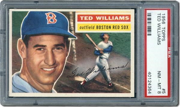 Post War Baseball Cards - 1956 Topps #5 Ted Williams PSA 8