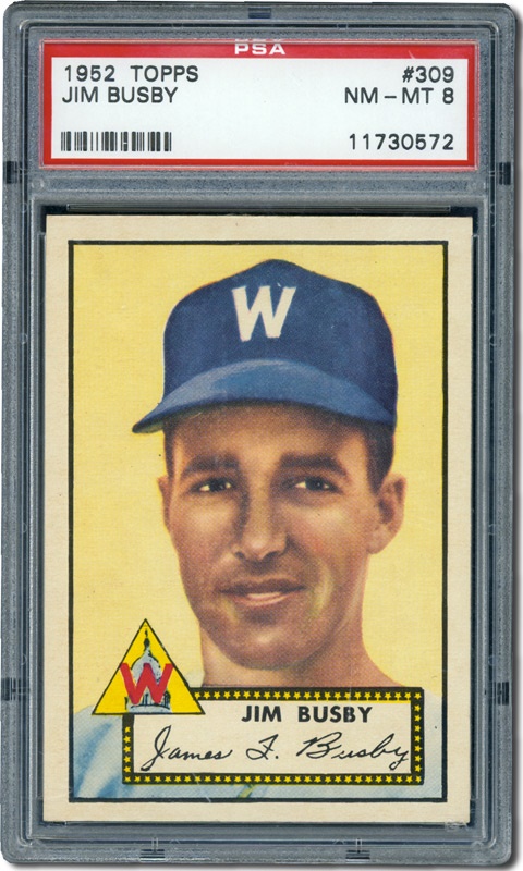 Post War Baseball Cards - 1952 Topps #309 Jim Busby PSA 8