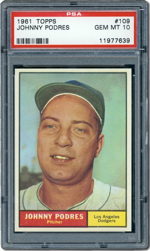 Post War Baseball Cards - 1961 Topps #109 Johnny Podres PSA 10 Gem Mint