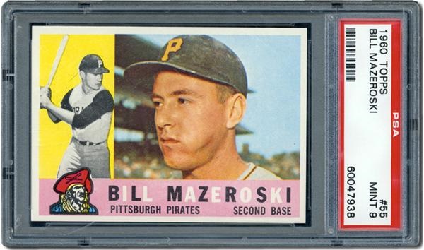 Post War Baseball Cards - 1960 Topps #55 Bill Mazeroski PSA 9 Mint