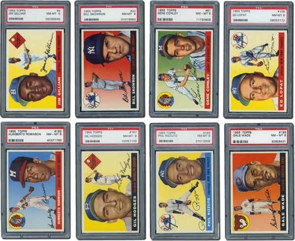 Post War Baseball Cards - Incredible 1955 Topps PSA 8 Partial Set w/Many High Numbers! (81/206)