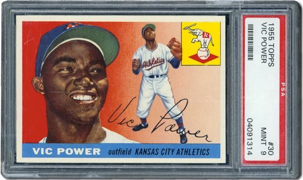 Post War Baseball Cards - 1955 Topps #30 Vic Power PSA 9 Mint