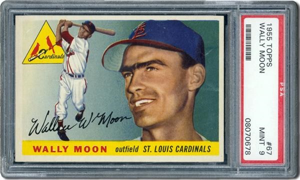 Post War Baseball Cards - 1955 Topps #67 Wally Moon PSA 9 Mint