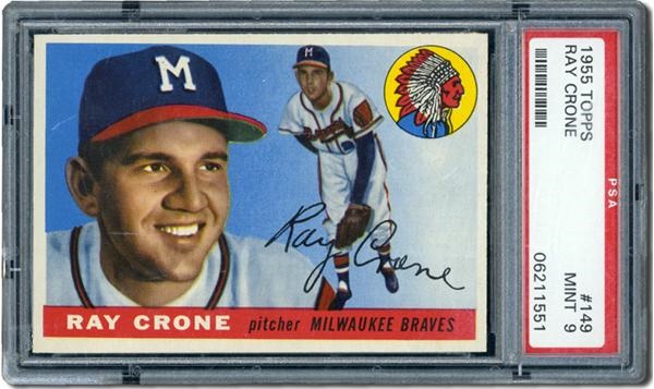 Post War Baseball Cards - 1955 Topps #149 Ray Crone PSA 9 Mint