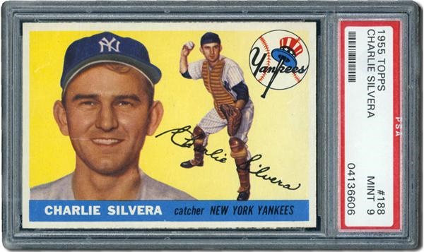 Post War Baseball Cards - 1955 Topps #188 Charlie Silvera PSA 9 Mint