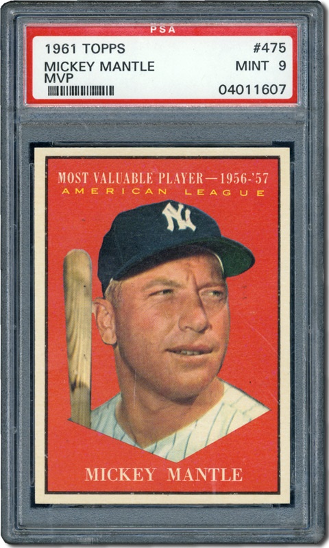 Post War Baseball Cards - 1961 Topps #475 Mickey Mantle PSA 9 Mint