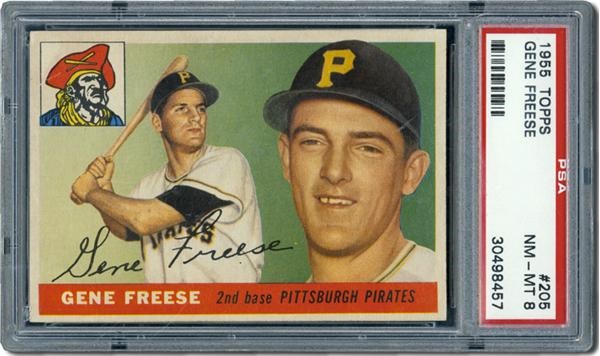 Post War Baseball Cards - 1955 Topps #205 Gene Freese PSA 8 Nm/Mt
