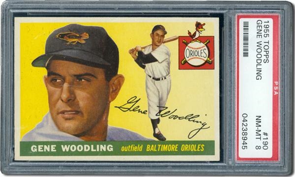 Post War Baseball Cards - 1955 Topps #190 Gene Woodling PSA 8 Nm/Mt