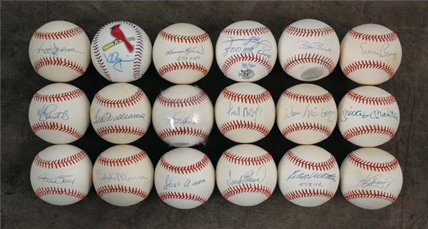 Autographed Baseballs - "500 Home Run Club" Single Signed Autographed Ball Collection (18)