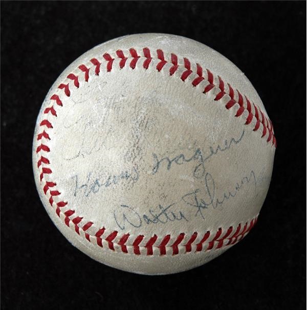 Incredible Early 1940s Baseball Signed by Ruth, Wagner, Johnson, Mack, Collins and Sisler