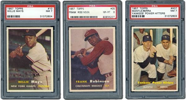 Post War Baseball Cards - 1957 Topps Baseball High Grade Superstar Lot (3)