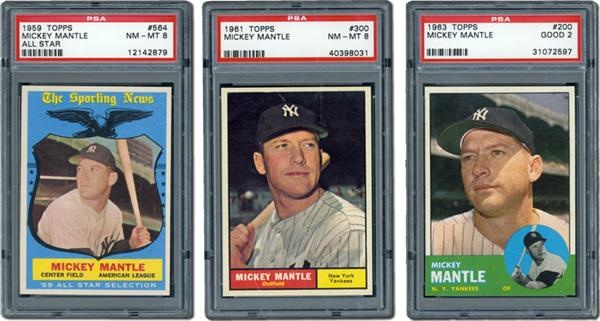 Post War Baseball Cards - 1959 - 1963 Topps Mickey Mantle PSA Graded Collection (4)