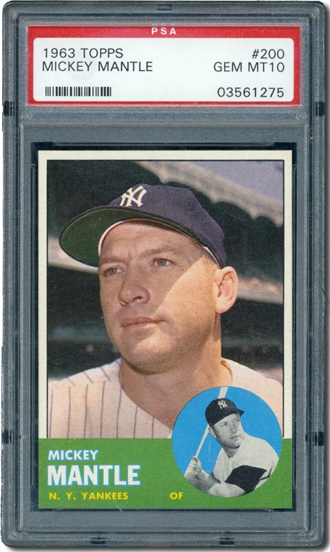 Post War Baseball Cards - 1963 Topps #200 Mickey Mantle PSA 10 Gem Mint
