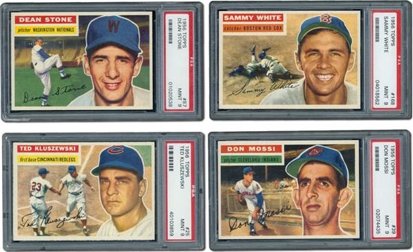 Post War Baseball Cards - 1956 Topps PSA 9 Collection of 4 with Ted Kluszewski