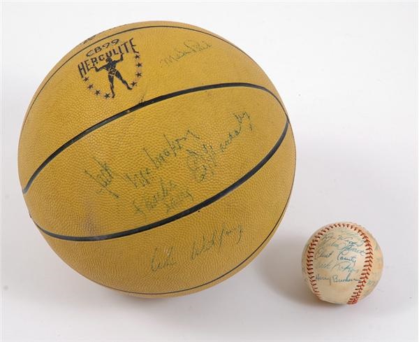 1959 St. Louis Hawks Signed Basketball with Browns Baseball