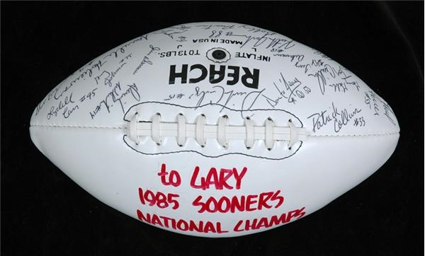 - 1985 NCAA Champion Oklahoma Sooners Signed Football