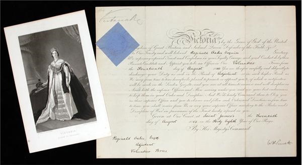 Napoleonica Historicana Collection - Queen Victoria Signed 1884 Military Document