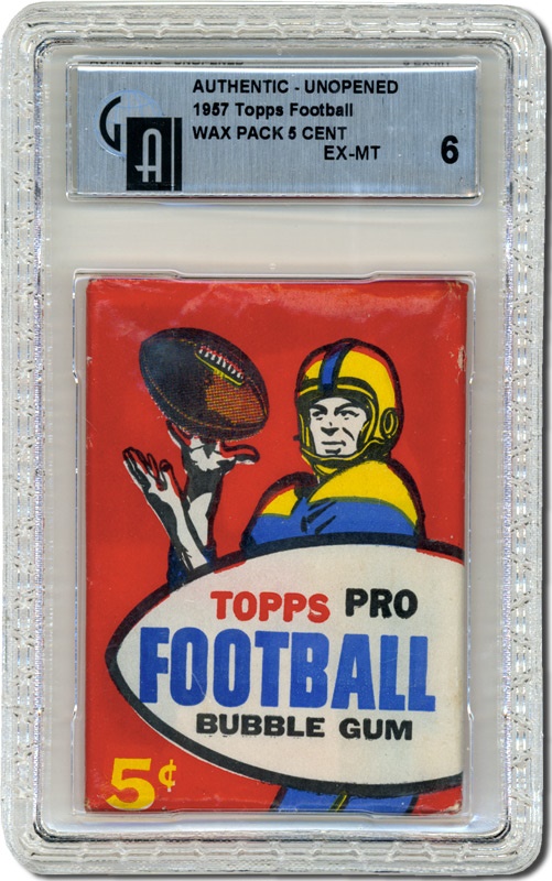 Unopened Cards - 1957 Topps Football Wax Pack GAI 6