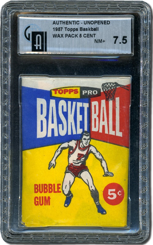 Unopened Cards - 1957 Topps Basketball Wax Pack GAI 7.5