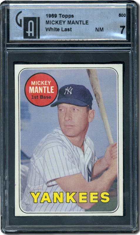 Post War Baseball Cards - 1969 Topps #500 Mickey Mantle White Letter GAI 7