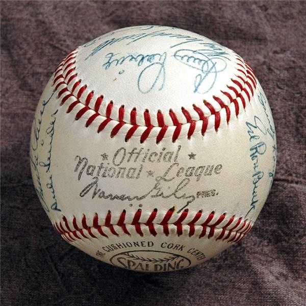 Jackie Robinson & Brooklyn Dodgers - 1956 Brooklyn Dodgers Team Signed Baseball