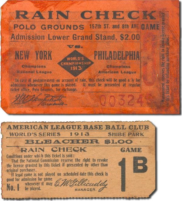 Baseball Publications and Tickets - 1913 World Series Tickets for New York and Philadelphia (2)