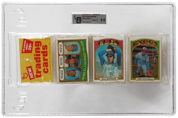 Unopened Cards - 1972 Topps Baseball 1st Series Rack Pack With Seaver On Top GAI 8.5