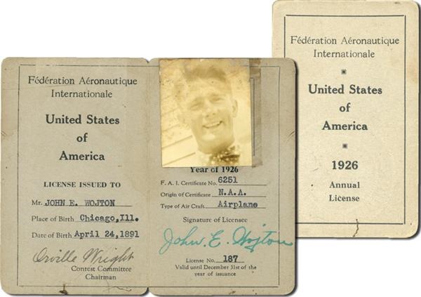 Pop Culture Autographs - Orville Wright 1926 Signed Pilot's License