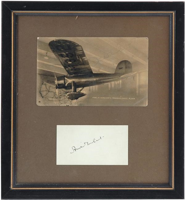 Pop Culture Autographs - Amelia Earhart Signed Postcard and Card