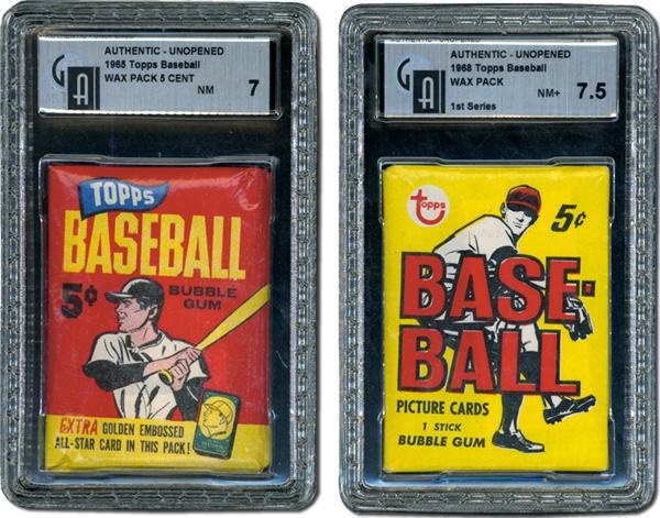 Unopened Cards - 1965 Topps GAI 7 & 1968 Topps GAI 7.5 Baseball Wax Packs